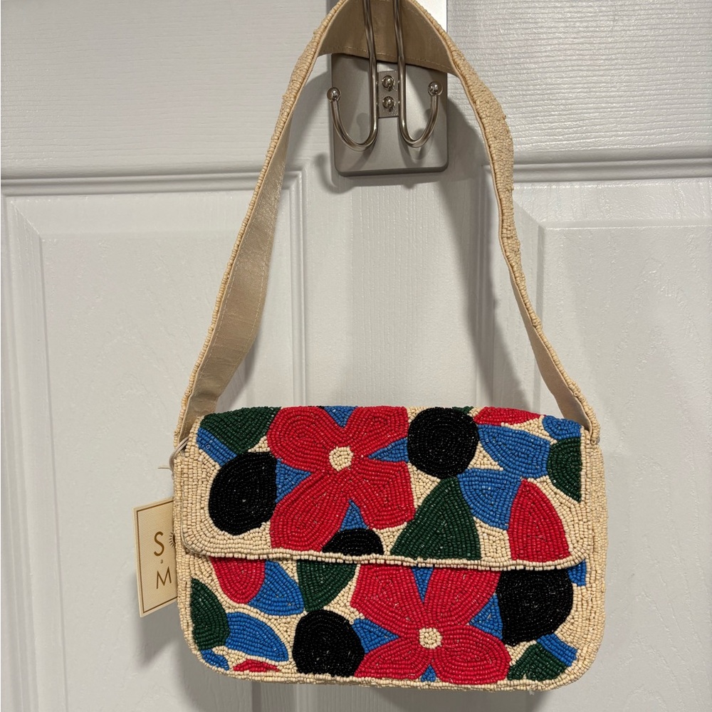 Floral Beaded Shoulder Bag